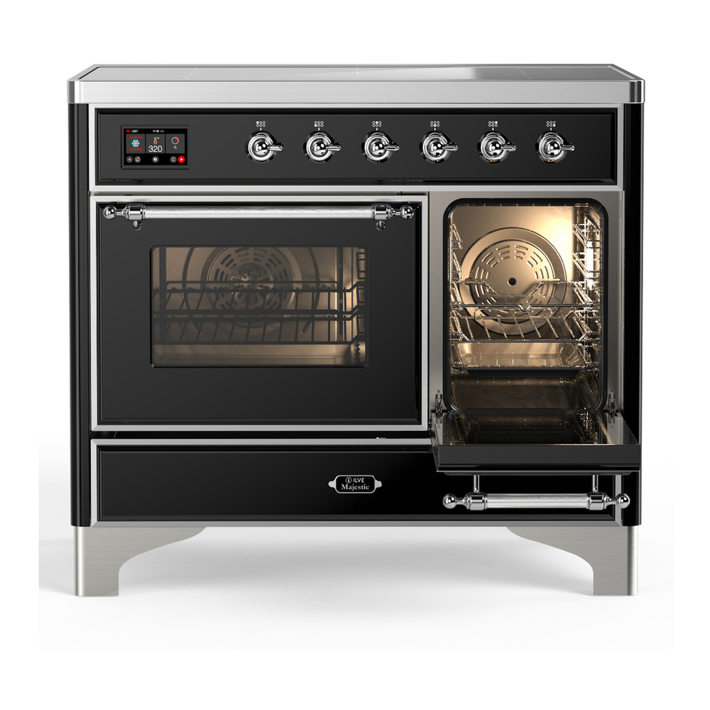ILVE UMDIB40NR3BKC Majestic III 40 inch Induction Range with 6 Elements, 3.82 cu. ft. Total Oven Capacity (Triple Glass Door, Glossy Black, Chrome) 4 ILVE-UMDIB40NR3BKC-Secondary Oven Open View