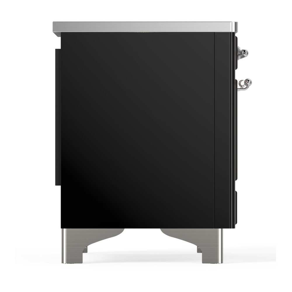 ILVE UMDIB40NR3BKC Majestic III 40 inch Induction Range with 6 Elements, 3.82 cu. ft. Total Oven Capacity (Triple Glass Door, Glossy Black, Chrome) 8 ILVE-UMDIB40NR3BKC-Right Side View