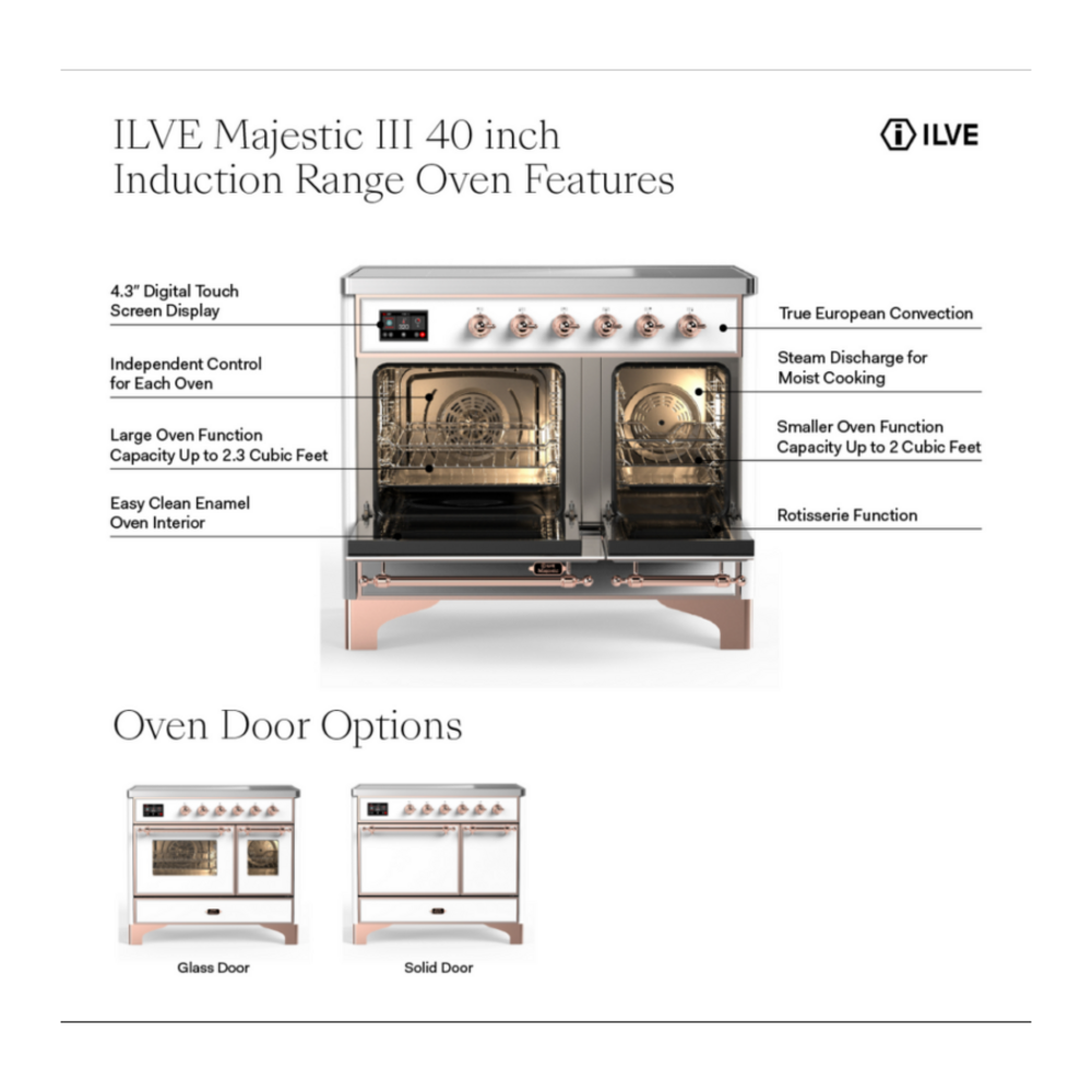 ILVE UMDIB40N Majestic III 40 inch Induction Range with 6 Elements, 3.82 cu. ft. Total Oven Capacity