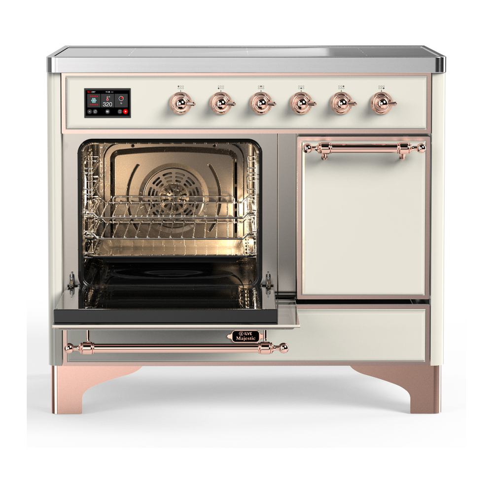 ILVE UMDIB40QNR3AWP Majestic III 40 inch Induction Range with 6 Elements, 3.82 cu. ft. Total Oven Capacity (Solid Door, Antique White, Copper) 3 ILVE-UMDIB40QNR3AWP-Primary Oven Open View