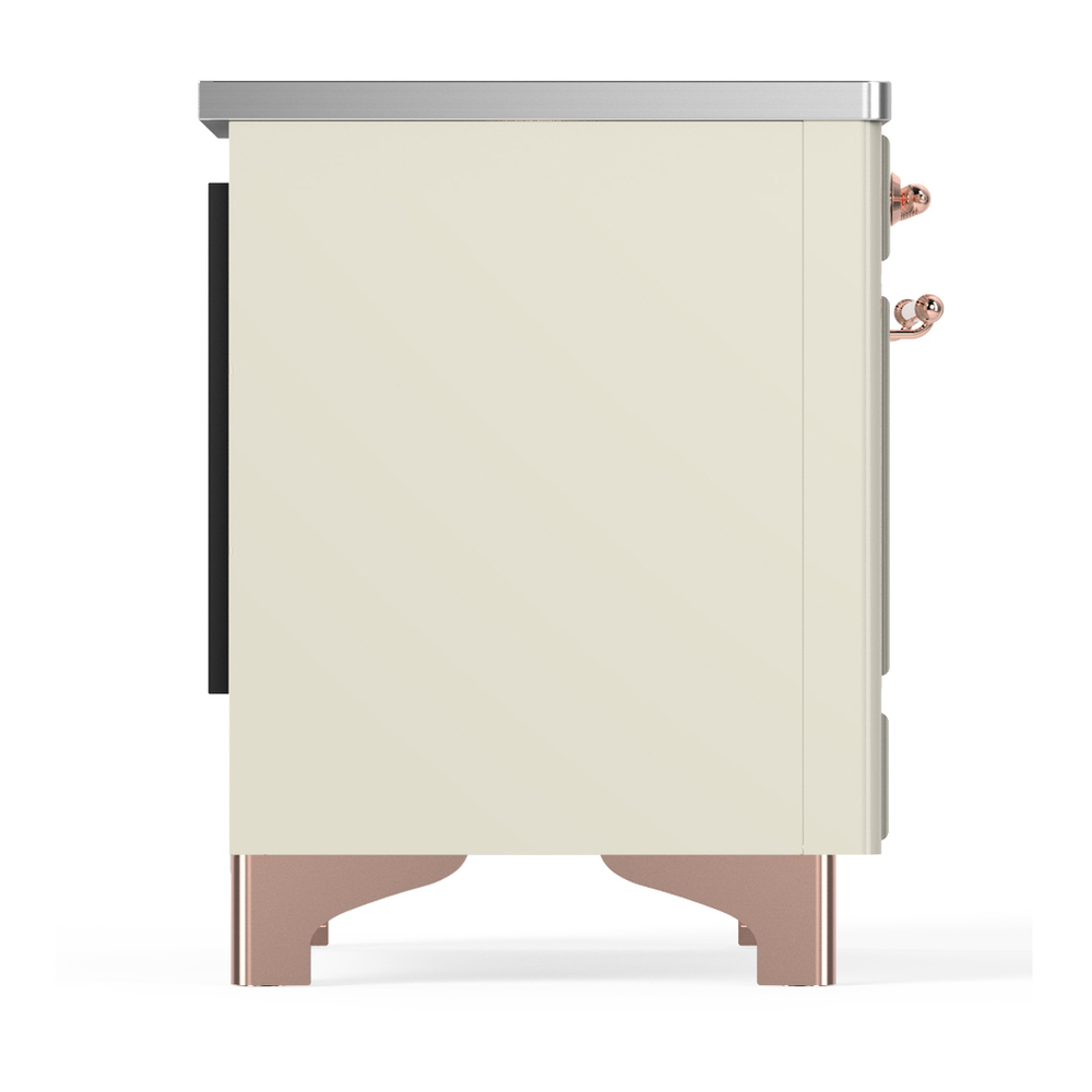 ILVE UMDIB40QNR3AWP Majestic III 40 inch Induction Range with 6 Elements, 3.82 cu. ft. Total Oven Capacity (Solid Door, Antique White, Copper) 8 ILVE-UMDIB40QNR3AWP-Right Side View