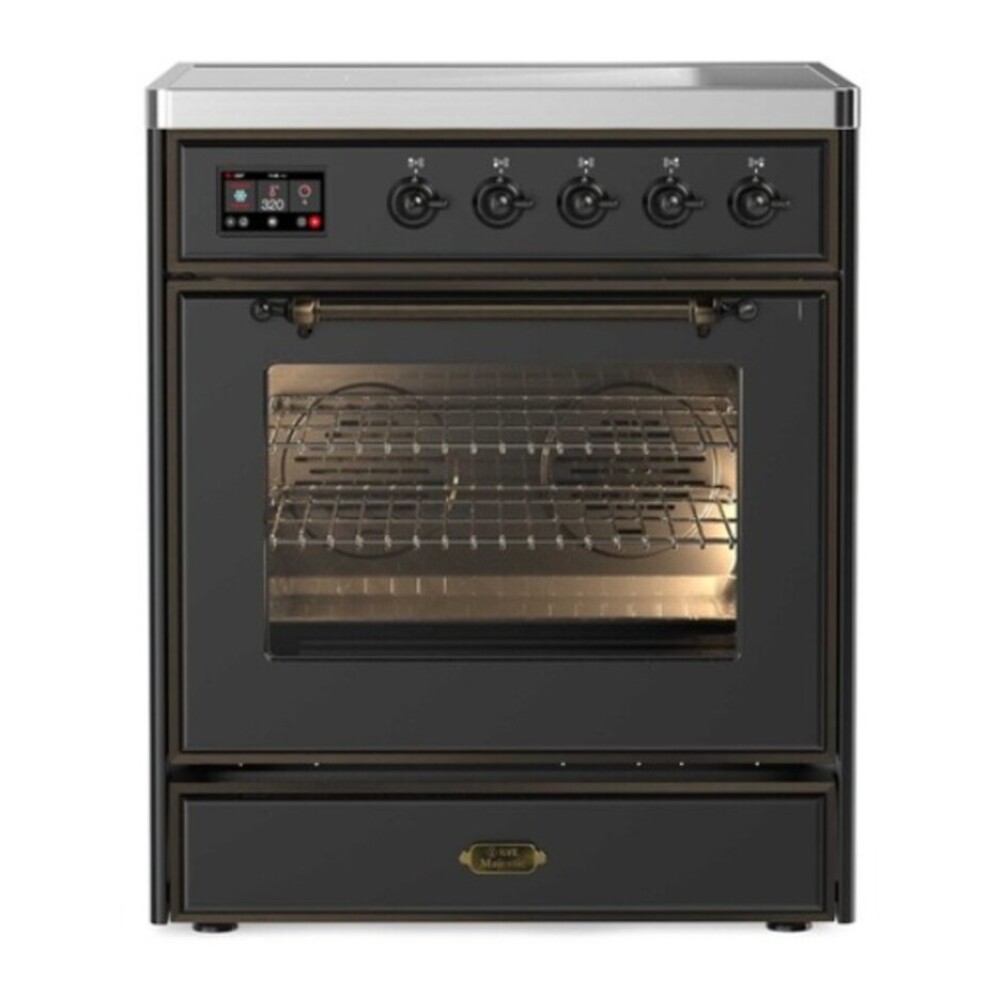 ILVE UMI30NE3MGB Majestic II 30 inch Induction Range with 4 Elements, 4 cu. ft. Oven Capacity (Triple Glass Door, Graphite Matte, Burnished) 1 UMI30NE3MGB