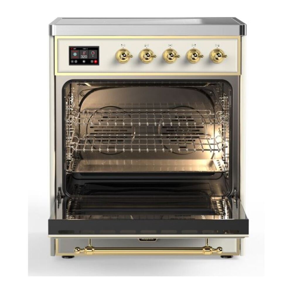 ILVE UMI30QNE3AWG Majestic II 30 inch Induction Range with 4 Elements, 4 cu. ft. Oven Capacity (Solid Door, Antique White, Brass) 5 ILVE UMI30N Majestic II 30 inch Induction Range