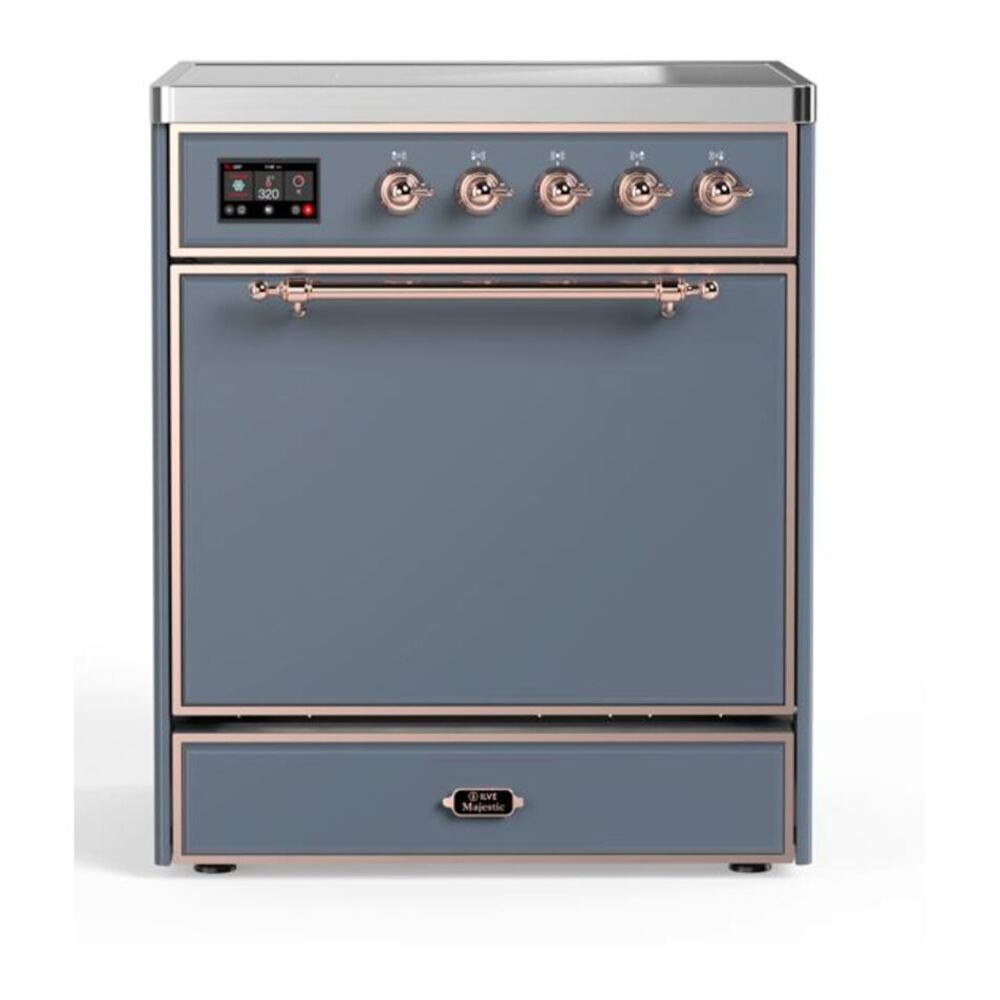 ILVE UMI30QNE3BGP Majestic II 30 inch Induction Range with 4 Elements, 4 cu. ft. Oven Capacity (Solid Door, Blue Grey, Copper) 1 UMI30QNE3BGP