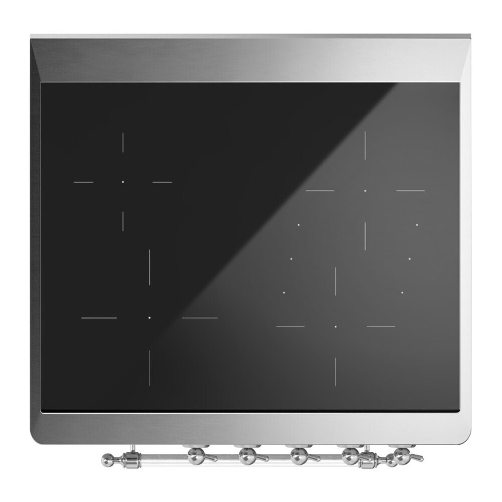 ILVE UMI30QNE3BKC Majestic II 30 inch Induction Range with 4 Elements, 4 cu. ft. Oven Capacity (Solid Door, Glossy Black, Chrome) 7 ILVE_UMI30QNE3BKC_Majestic_II_30_Induction_Range_Top_Angle