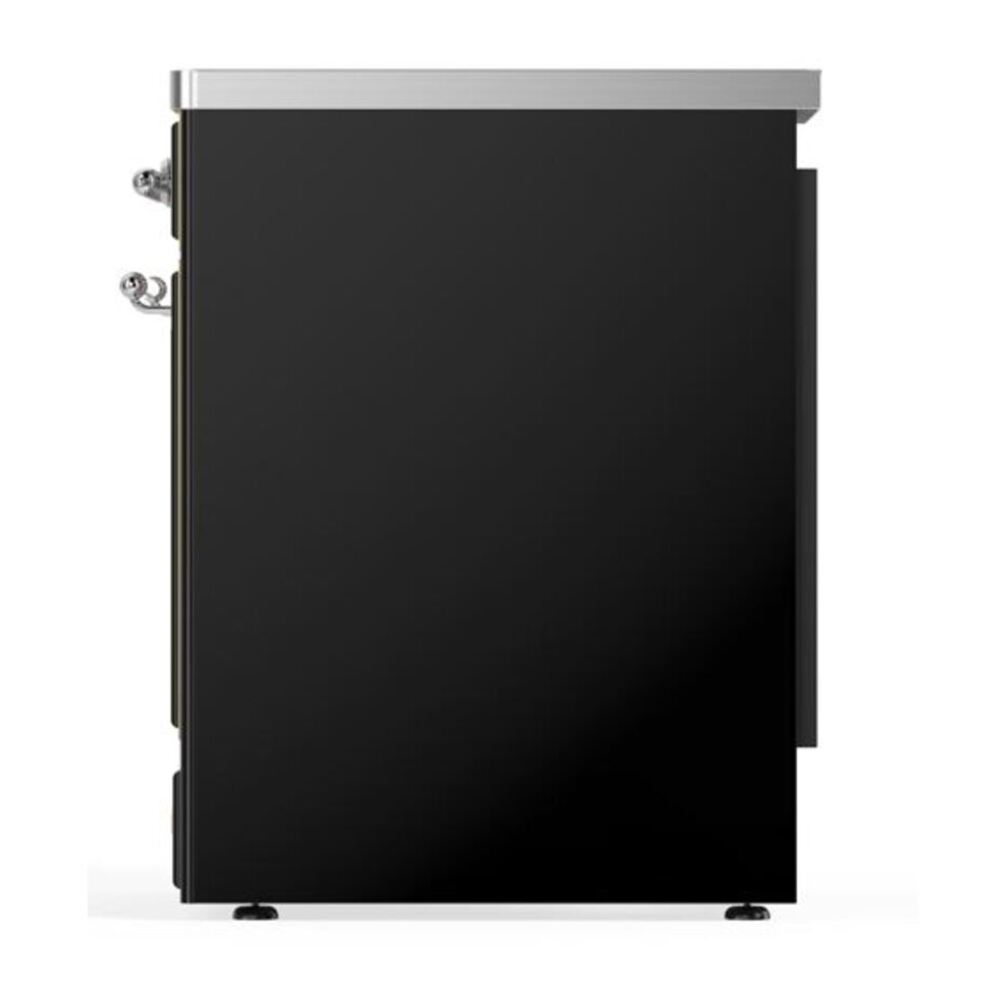 ILVE UMI30QNE3BKC Majestic II 30 inch Induction Range with 4 Elements, 4 cu. ft. Oven Capacity (Solid Door, Glossy Black, Chrome) 8 ILVE_UMI30QNE3BKC_Majestic_II_30_Induction_Range_Left_Angle