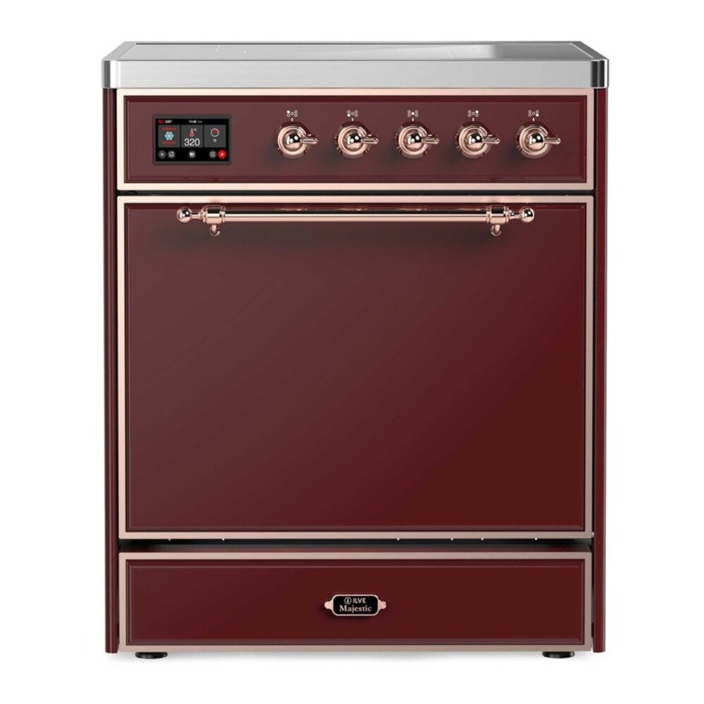 ILVE UMI30QNE3BUP Majestic II 30 inch Induction Range with 4 Elements, 4 cu. ft. Oven Capacity (Solid Door, Burgundy, Copper) 1 UMI30QNE3BUP