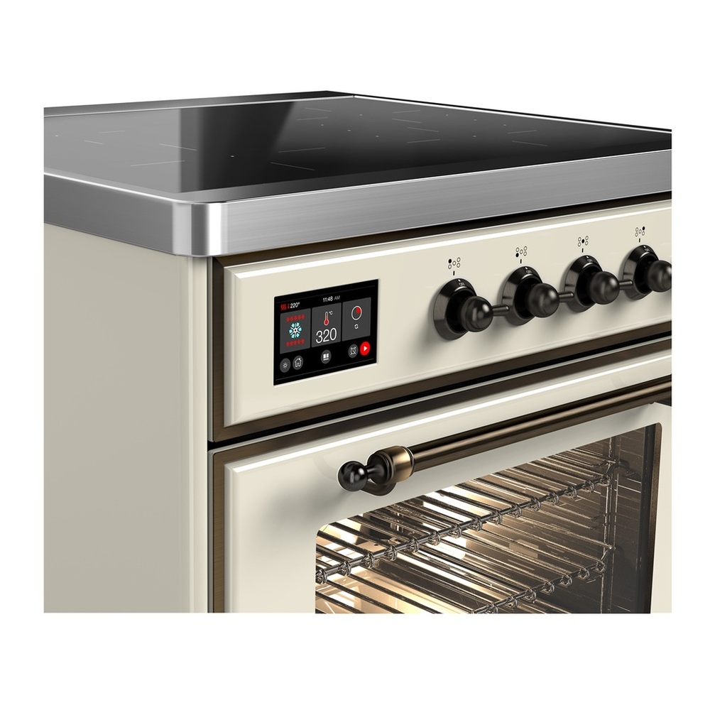 ILVE UMIB30NR3AWB Majestic III 30 inch Induction Range with 4 Elements, 4 cu. ft. Oven Capacity (Triple Glass Door, Antique White, Burnished) 2 UMIB30NR3AWB-Burnished