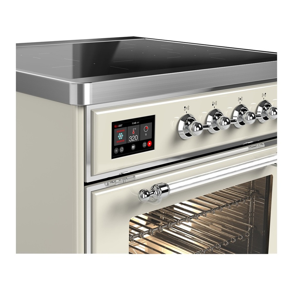 ILVE UMIB30NR3AWC Majestic III 30 inch Induction Range with 4 Elements, 4 cu. ft. Oven Capacity (Triple Glass Door, Antique White, Chrome) 2 UMIB30NR3AWC-Chrome