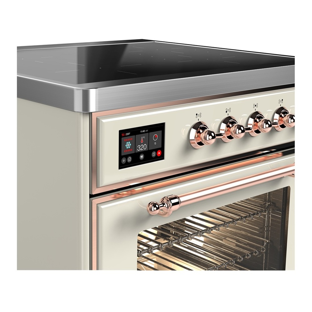 ILVE UMIB30NR3AWP Majestic III 30 inch Induction Range with 4 Elements, 4 cu. ft. Oven Capacity (Triple Glass Door, Antique White, Copper) 2 UMIB30NR3AWP-Cooper