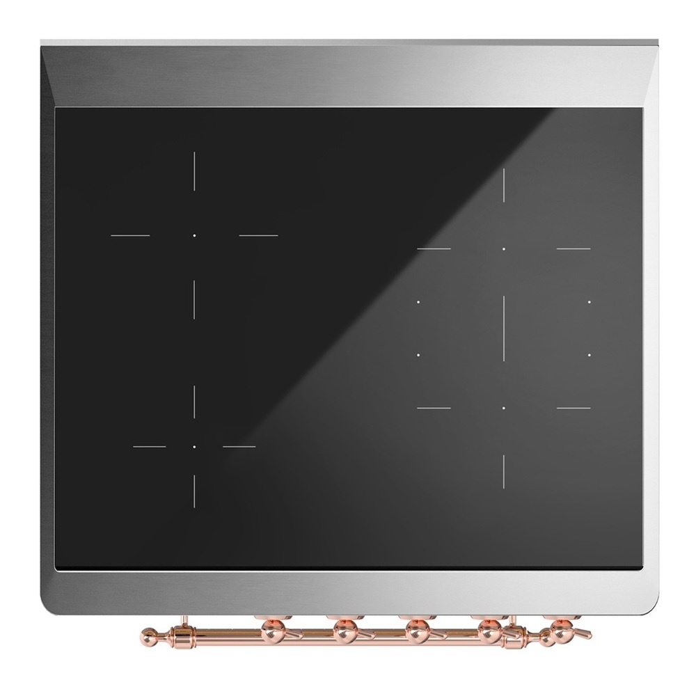 ILVE UMIB30NR3AWP Majestic III 30 inch Induction Range with 4 Elements, 4 cu. ft. Oven Capacity (Triple Glass Door, Antique White, Copper) 6 UMIB30NR3AWP-Cooktop