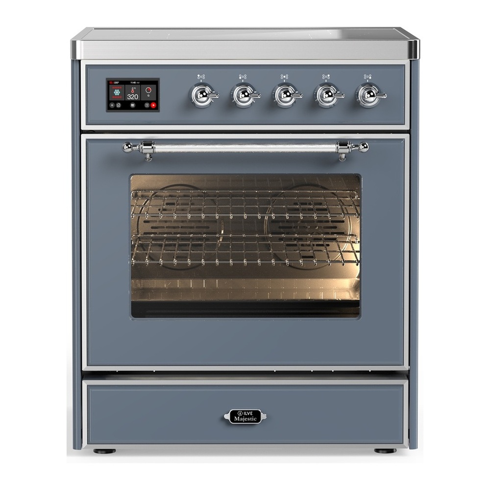 ILVE UMIB30NR3BGC Majestic III 30 inch Induction Range with 4 Elements, 4 cu. ft. Oven Capacity (Triple Glass Door, Blue Grey, Chrome) 1 UMIB30NR3BGC