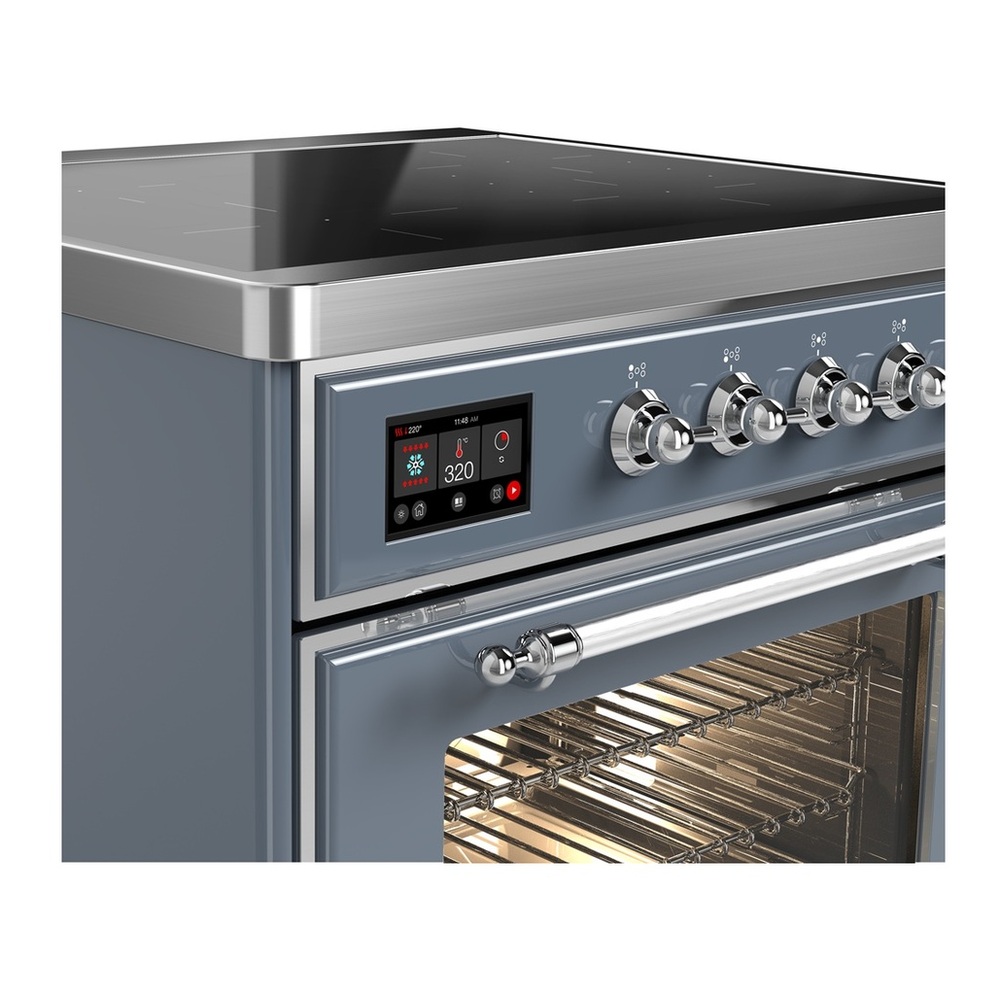 ILVE UMIB30NR3BGC Majestic III 30 inch Induction Range with 4 Elements, 4 cu. ft. Oven Capacity (Triple Glass Door, Blue Grey, Chrome) 2 UMIB30NR3BGC-Chrome