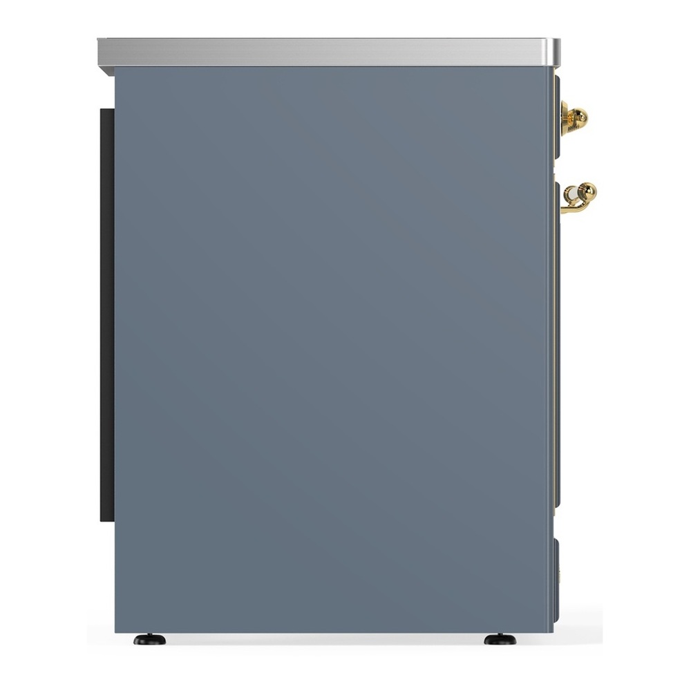 ILVE UMIB30NR3BGG Majestic III 30 inch Induction Range with 4 Elements, 4 cu. ft. Oven Capacity (Triple Glass Door, Blue Grey, Brass) 5 UMIB30NR3BGG-Left-Side