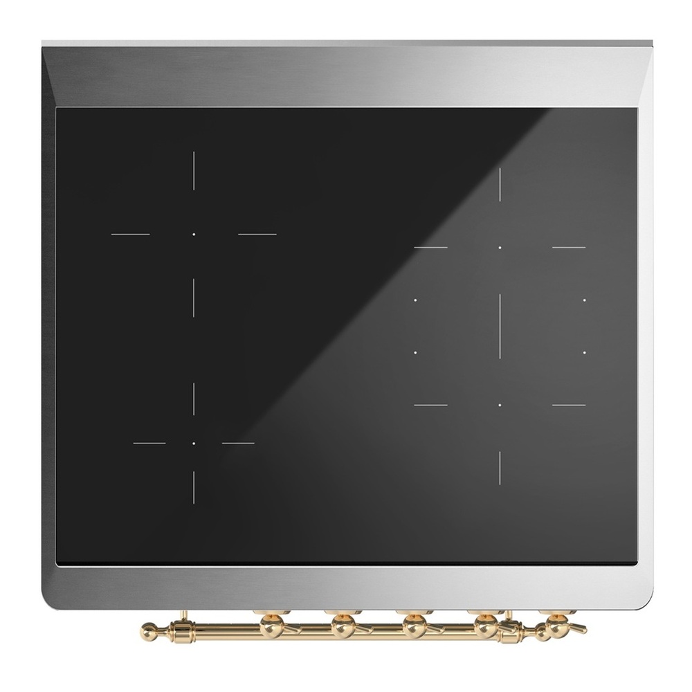 ILVE UMIB30NR3BGG Majestic III 30 inch Induction Range with 4 Elements, 4 cu. ft. Oven Capacity (Triple Glass Door, Blue Grey, Brass) 6 UMIB30NR3BGG-Cooktop