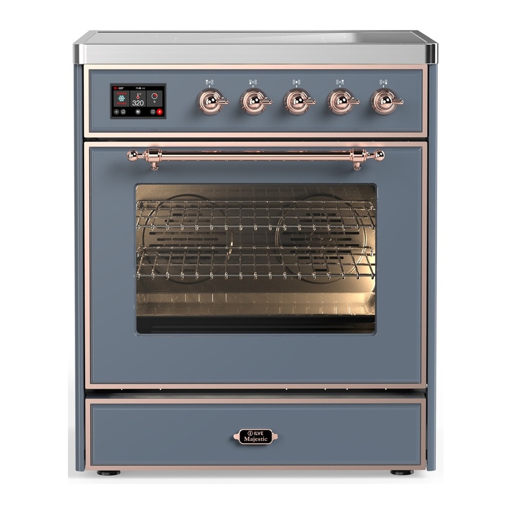 ILVE UMIB30NR3BGP Majestic III 30 inch Induction Range with 4 Elements, 4 cu. ft. Oven Capacity (Triple Glass Door, Blue Grey, Copper) 1 UMIB30NR3BGP