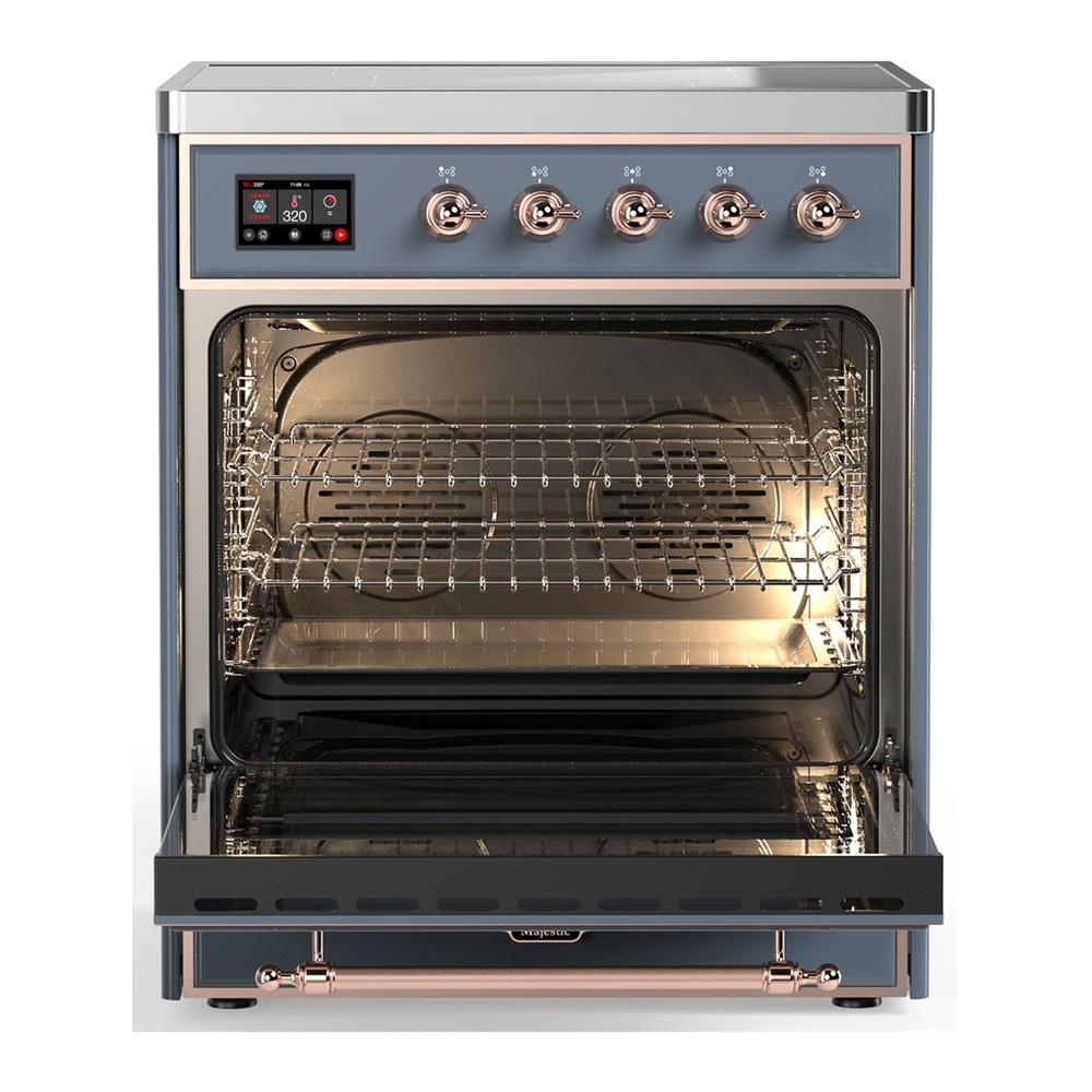ILVE UMIB30NR3BGP Majestic III 30 inch Induction Range with 4 Elements, 4 cu. ft. Oven Capacity (Triple Glass Door, Blue Grey, Copper) 3 UMIB30NR3BGP-Oven-Interior