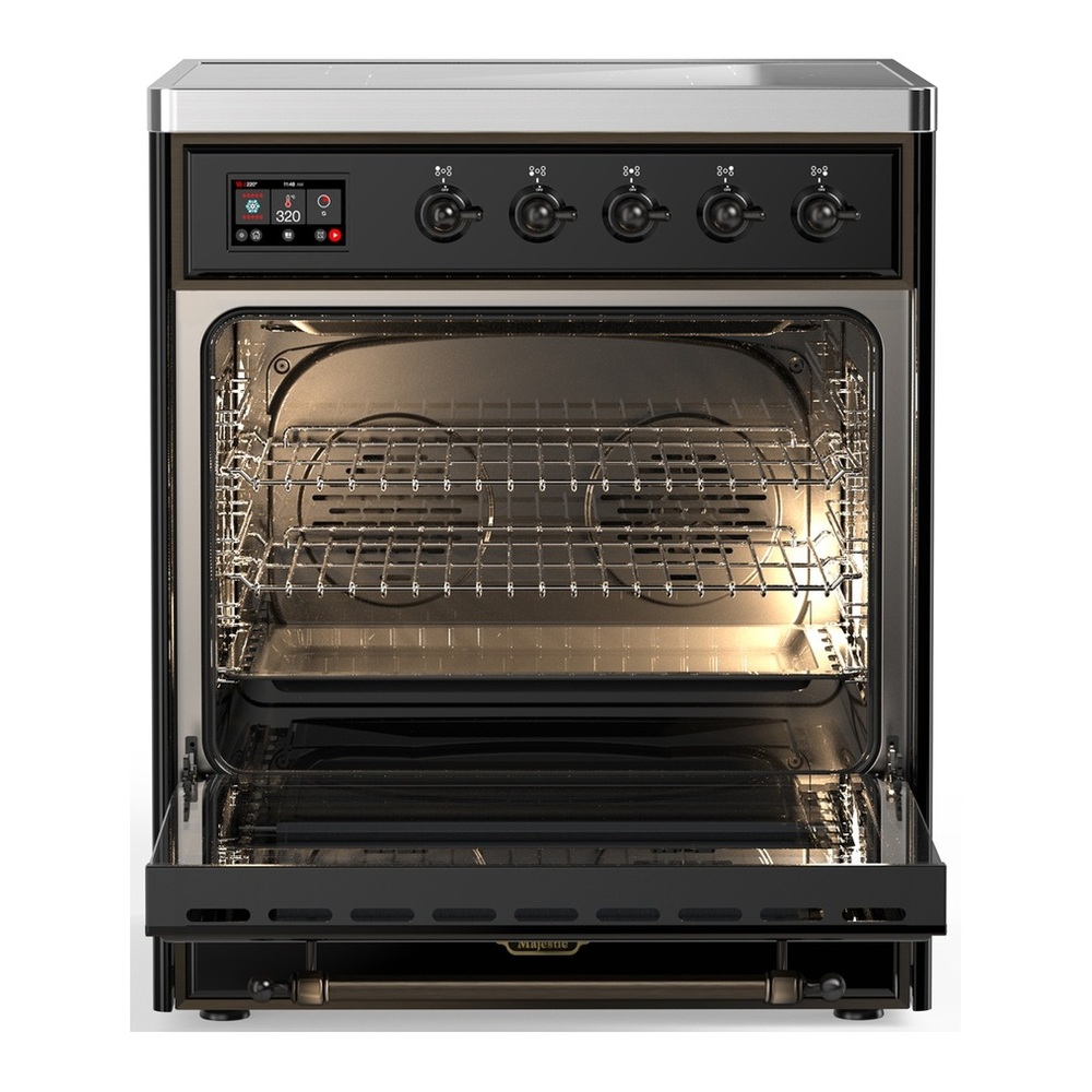 ILVE UMIB30NR3BKB Majestic III 30 inch Induction Range with 4 Elements, 4 cu. ft. Oven Capacity (Triple Glass Door, Glossy Black, Burnished) 3 UMIB30NR3BKB-Oven-Interior