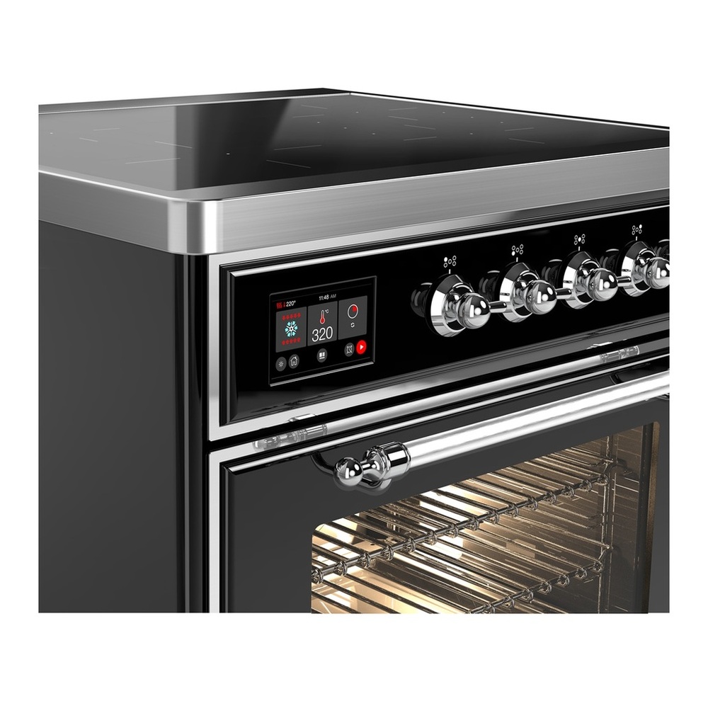 ILVE UMIB30NR3BKC Majestic III 30 inch Induction Range with 4 Elements, 4 cu. ft. Oven Capacity (Triple Glass Door, Glossy Black, Chrome) 2 UMIB30NR3BKC-Chrome