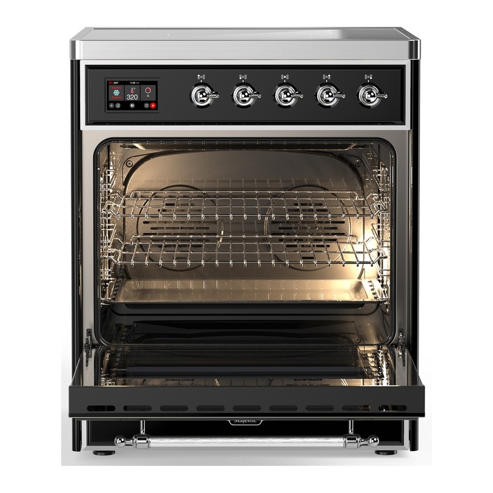 ILVE UMIB30NR3BKC Majestic III 30 inch Induction Range with 4 Elements, 4 cu. ft. Oven Capacity (Triple Glass Door, Glossy Black, Chrome) 3 UMIB30NR3BKC-Oven-Interior
