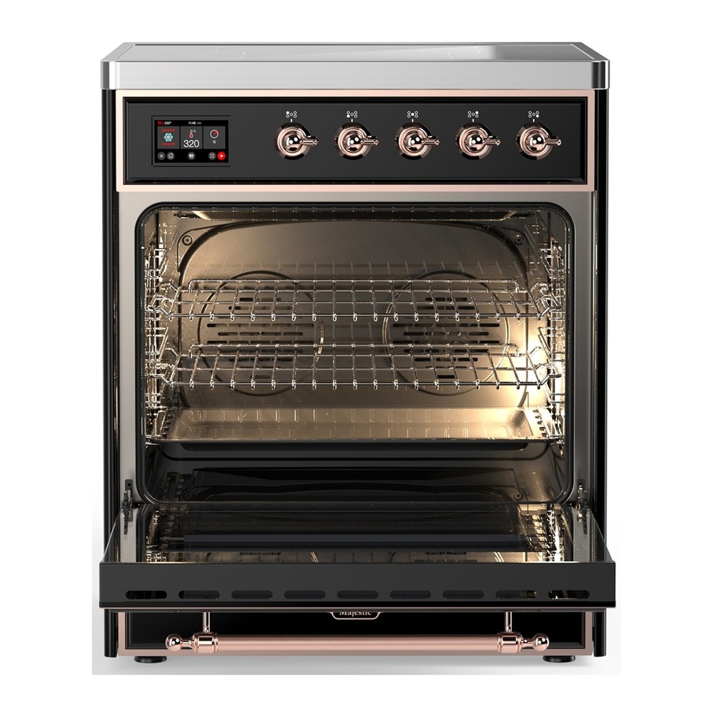 ILVE UMIB30NR3BKP Majestic III 30 inch Induction Range with 4 Elements, 4 cu. ft. Oven Capacity (Triple Glass Door, Glossy Black, Copper) 3 UMIB30NR3BKP-Oven-Interior