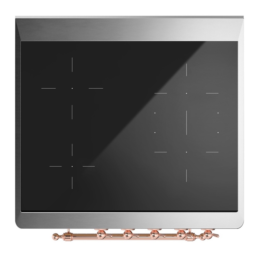 ILVE UMIB30NR3BKP Majestic III 30 inch Induction Range with 4 Elements, 4 cu. ft. Oven Capacity (Triple Glass Door, Glossy Black, Copper) 6 UMIB30NR3BKP-Cooktop