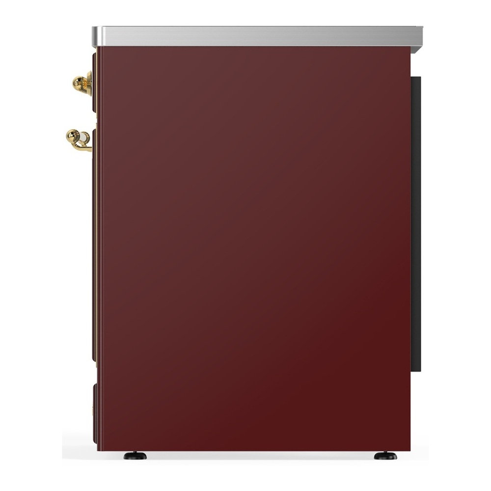 ILVE UMIB30NR3BUG Majestic III 30 inch Induction Range with 4 Elements, 4 cu. ft. Oven Capacity (Triple Glass Door, Burgundy, Brass) 4 UMIB30NR3BUG-Right-Side
