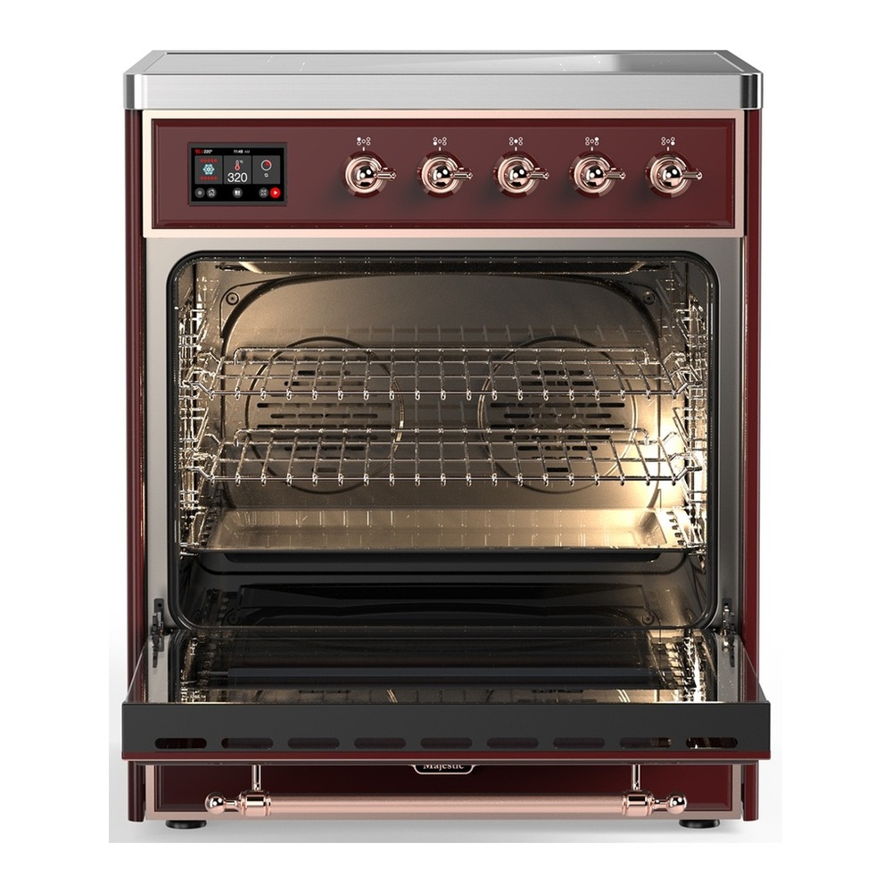 ILVE UMIB30NR3BUP Majestic III 30 inch Induction Range with 4 Elements, 4 cu. ft. Oven Capacity (Triple Glass Door, Burgundy, Copper) 3 UMIB30NR3BUP-Oven-Interior