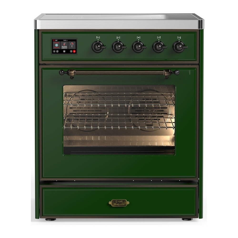 ILVE UMIB30NR3EGB Majestic III 30 inch Induction Range with 4 Elements, 4 cu. ft. Oven Capacity (Triple Glass Door, Emerald Green, Burnished) 1 UMIB30NR3EGB