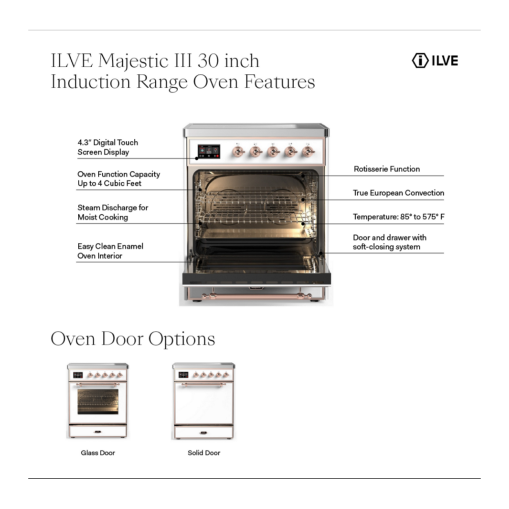 ILVE UMIB30N Majestic III 30 inch Induction Range with 4 Elements, 4 cu. ft. Oven Capacity