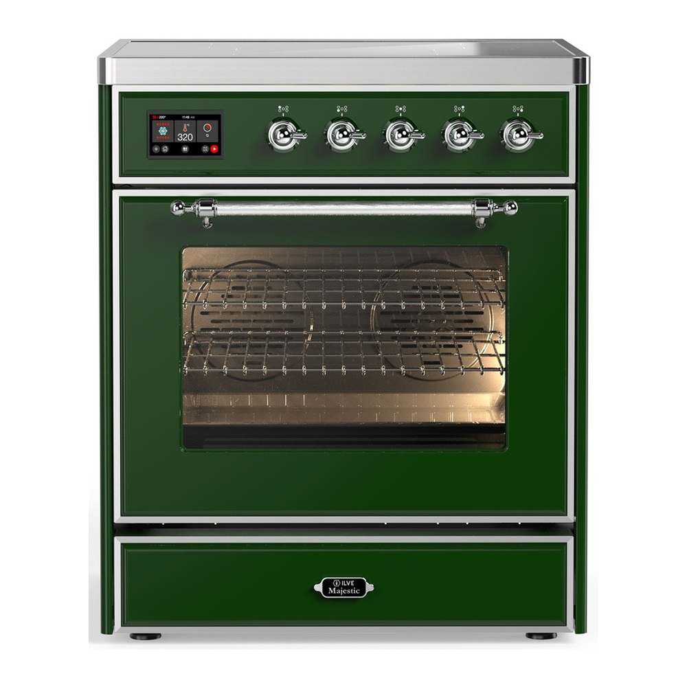 ILVE UMIB30NR3EGC Majestic III 30 inch Induction Range with 4 Elements, 4 cu. ft. Oven Capacity (Triple Glass Door, Emerald Green, Chrome) 1 UMIB30NR3EGC