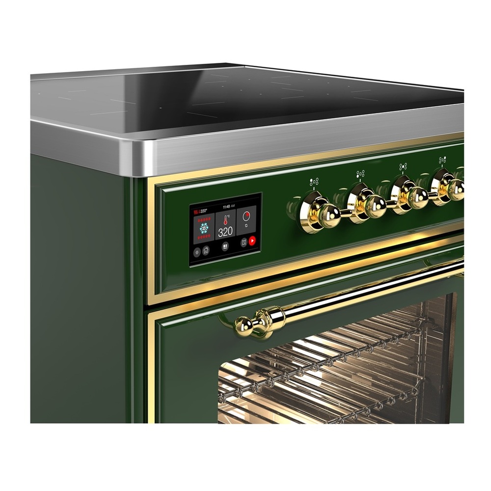 ILVE UMIB30NR3EGG Majestic III 30 inch Induction Range with 4 Elements, 4 cu. ft. Oven Capacity (Triple Glass Door, Emerald Green, Brass) 2 UMIB30NR3EGG-Brass