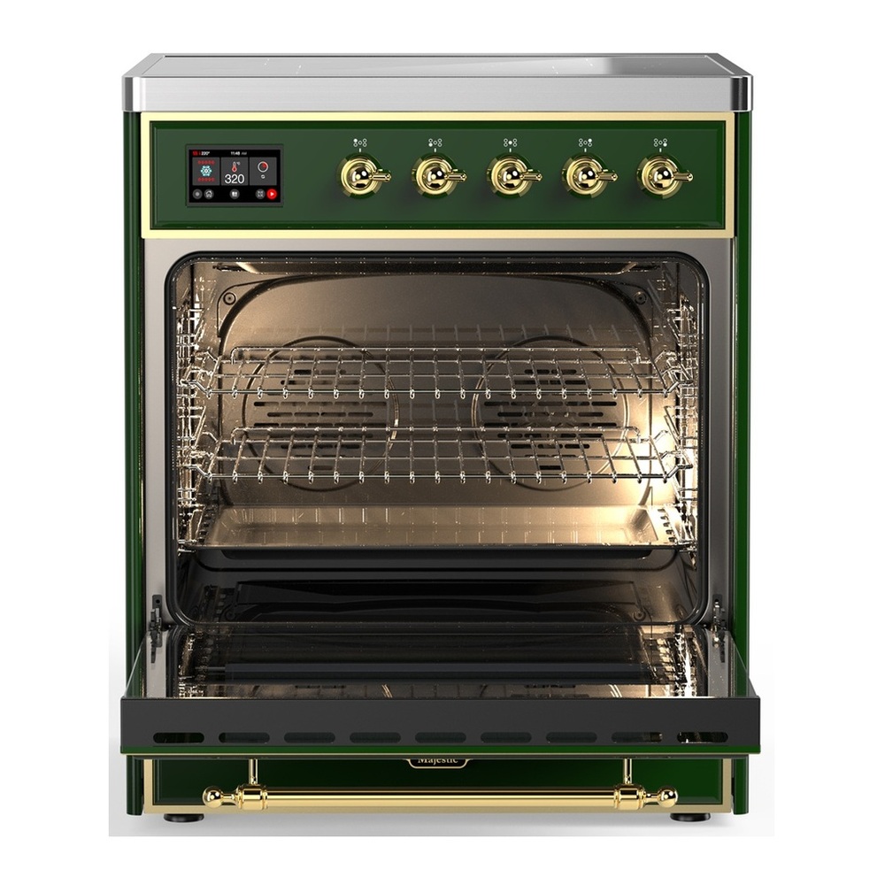 ILVE UMIB30NR3EGG Majestic III 30 inch Induction Range with 4 Elements, 4 cu. ft. Oven Capacity (Triple Glass Door, Emerald Green, Brass) 3 UMIB30NR3EGG-Oven-Interior