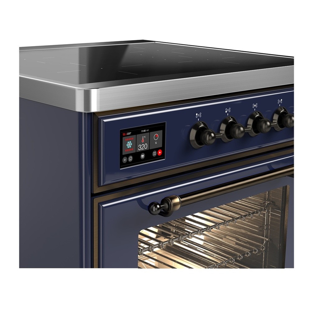 ILVE UMIB30NR3MBB Majestic III 30 inch Induction Range with 4 Elements, 4 cu. ft. Oven Capacity (Triple Glass Door, Midnight Blue, Burnished) 2 UMIB30NR3MBB-Burnished