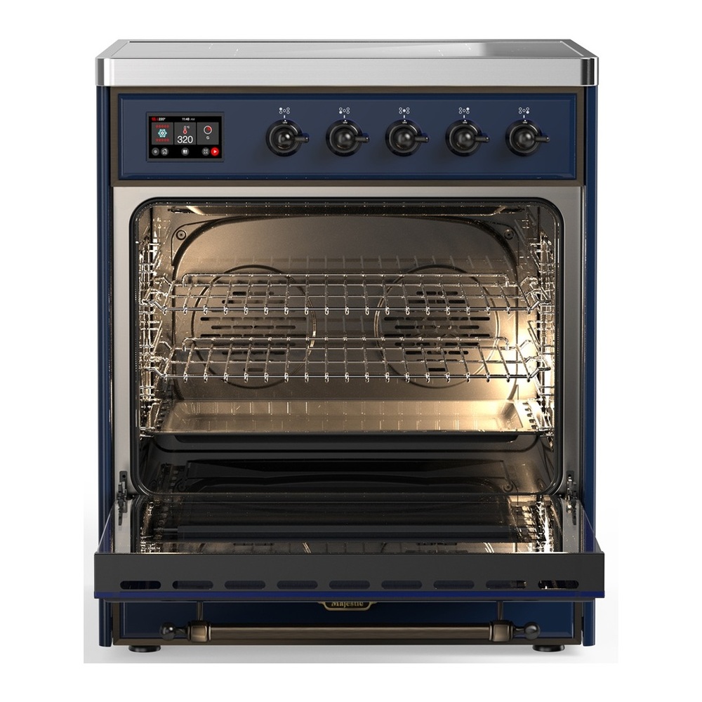 ILVE UMIB30NR3MBB Majestic III 30 inch Induction Range with 4 Elements, 4 cu. ft. Oven Capacity (Triple Glass Door, Midnight Blue, Burnished) 3 UMIB30NR3MBB-Oven-Interior