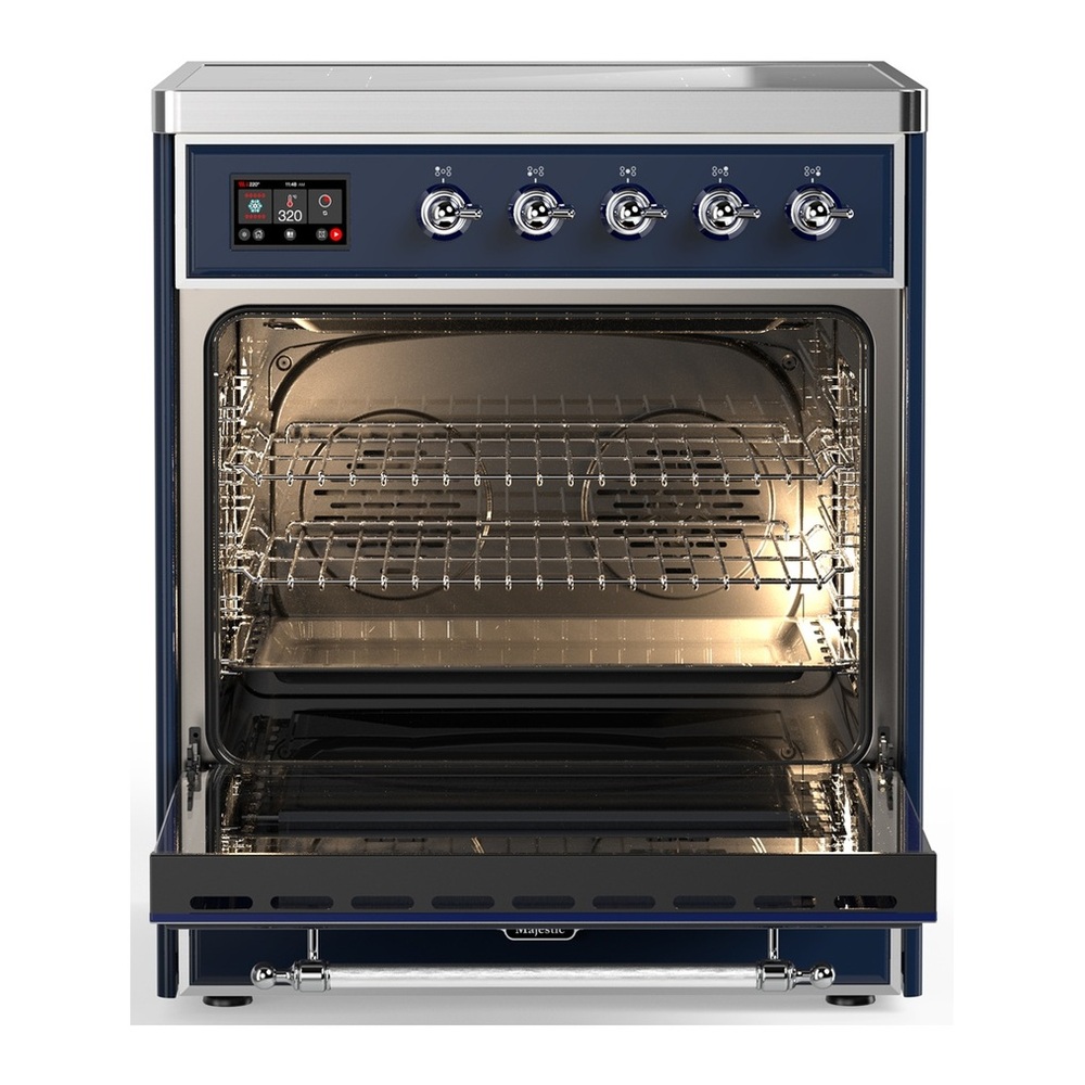 ILVE UMIB30NR3MBC Majestic III 30 inch Induction Range with 4 Elements, 4 cu. ft. Oven Capacity (Triple Glass Door, Midnight Blue, Chrome) 3 UMIB30NR3MBC-Oven-Interior