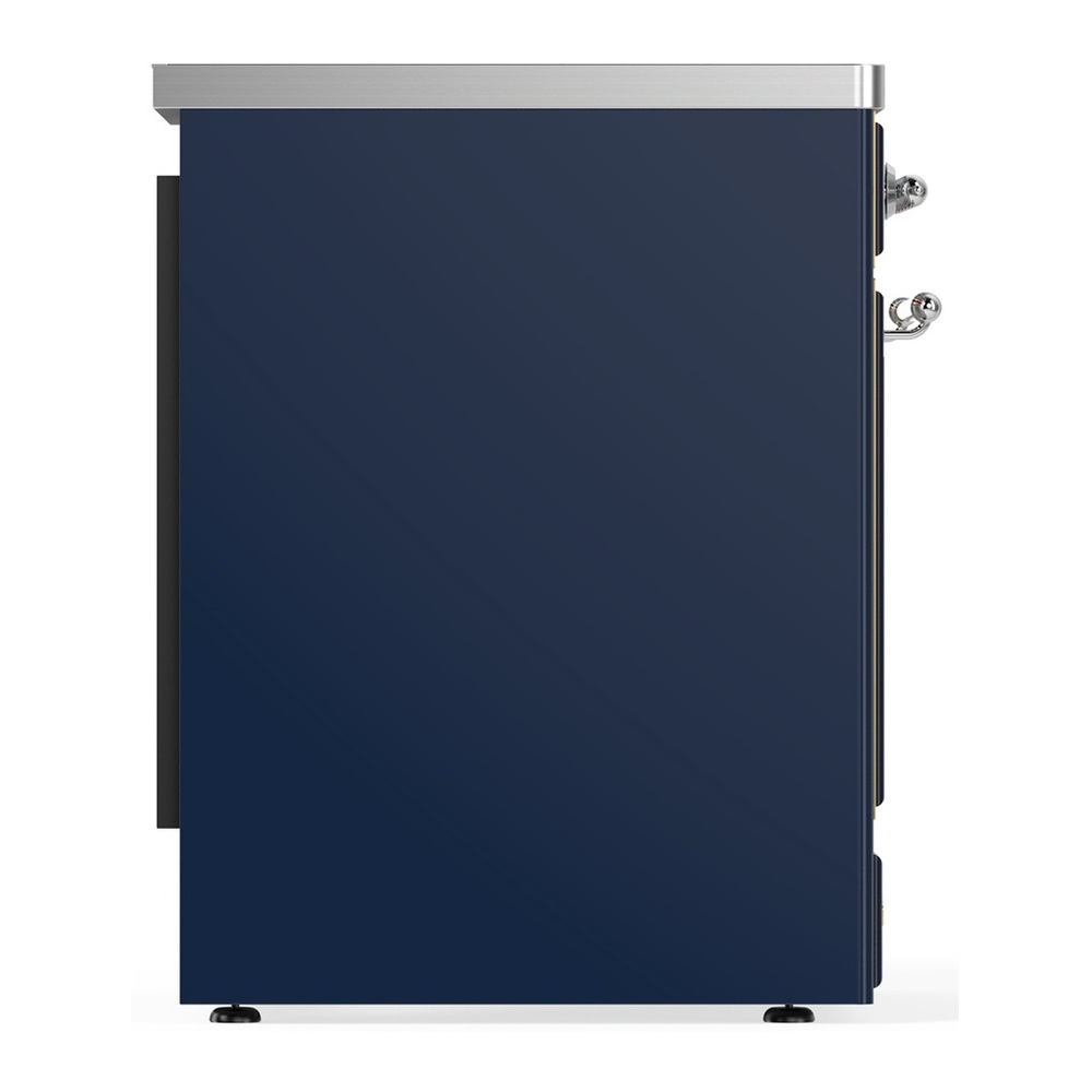 ILVE UMIB30NR3MBC Majestic III 30 inch Induction Range with 4 Elements, 4 cu. ft. Oven Capacity (Triple Glass Door, Midnight Blue, Chrome) 5 UMIB30NR3MBC-Left-Side