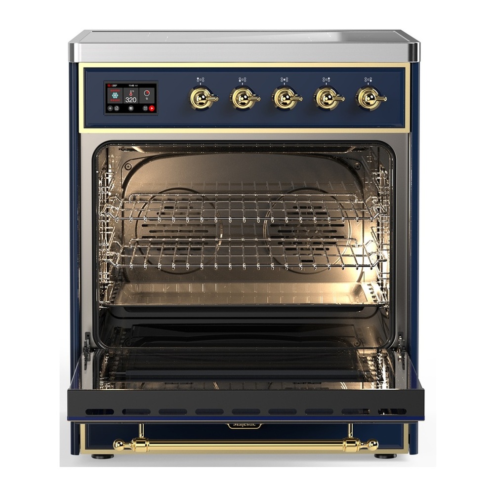 ILVE UMIB30NR3MBG Majestic III 30 inch Induction Range with 4 Elements, 4 cu. ft. Oven Capacity (Triple Glass Door, Midnight Blue, Brass) 3 UMIB30NR3MBG-Oven-Interior