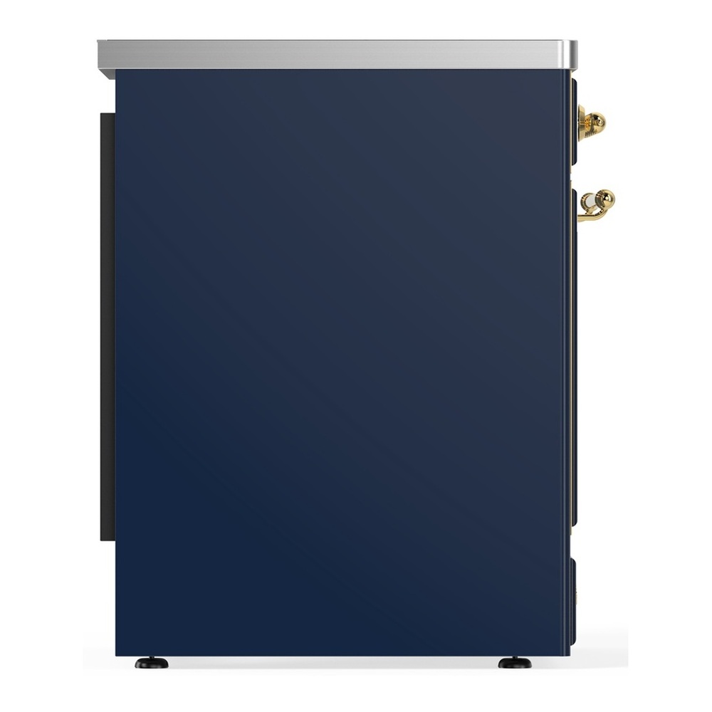 ILVE UMIB30NR3MBG Majestic III 30 inch Induction Range with 4 Elements, 4 cu. ft. Oven Capacity (Triple Glass Door, Midnight Blue, Brass) 5 UMIB30NR3MBG-Left-Side