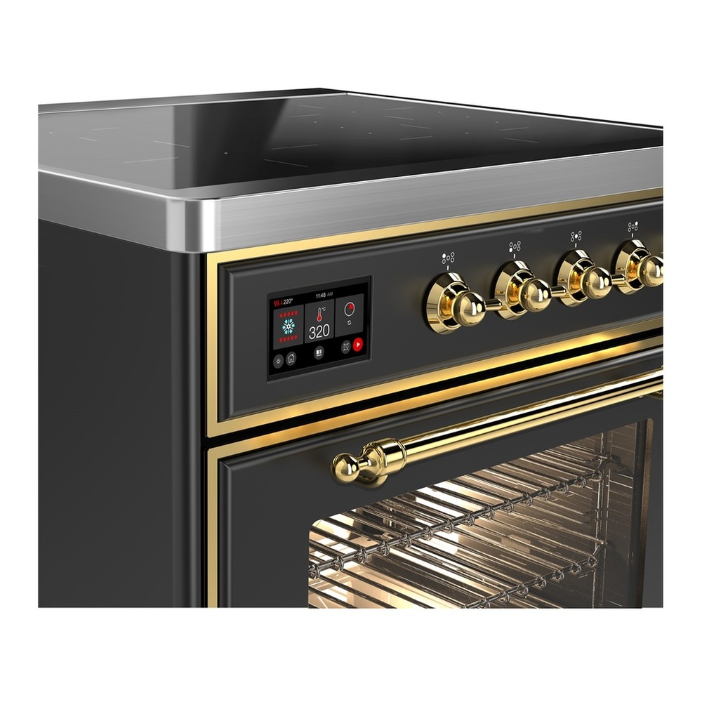 ILVE UMIB30NR3MGG Majestic III 30 inch Induction Range with 4 Elements, 4 cu. ft. Oven Capacity (Triple Glass Door, Graphite Matte, Brass) 2 UMIB30NR3MGG-Brass