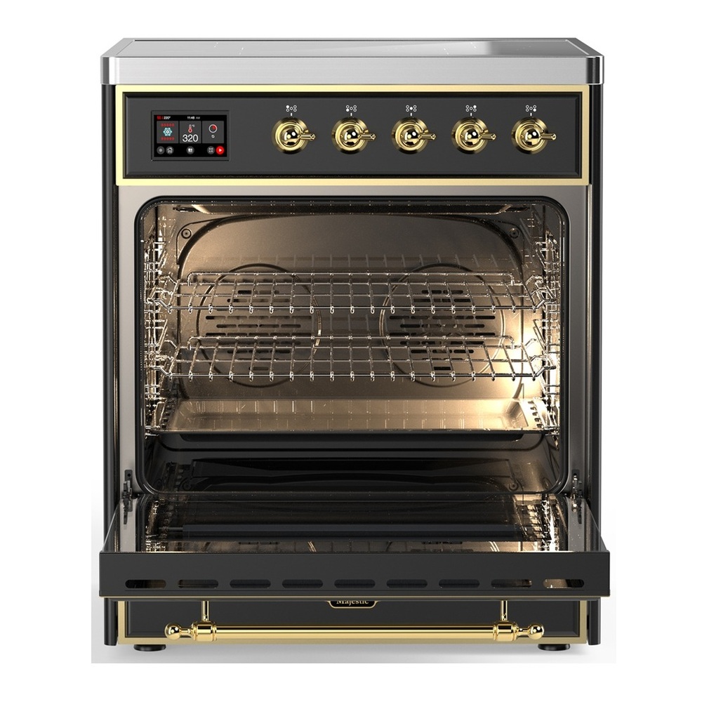 ILVE UMIB30NR3MGG Majestic III 30 inch Induction Range with 4 Elements, 4 cu. ft. Oven Capacity (Triple Glass Door, Graphite Matte, Brass) 3 UMIB30NR3MGG-Oven-Interior