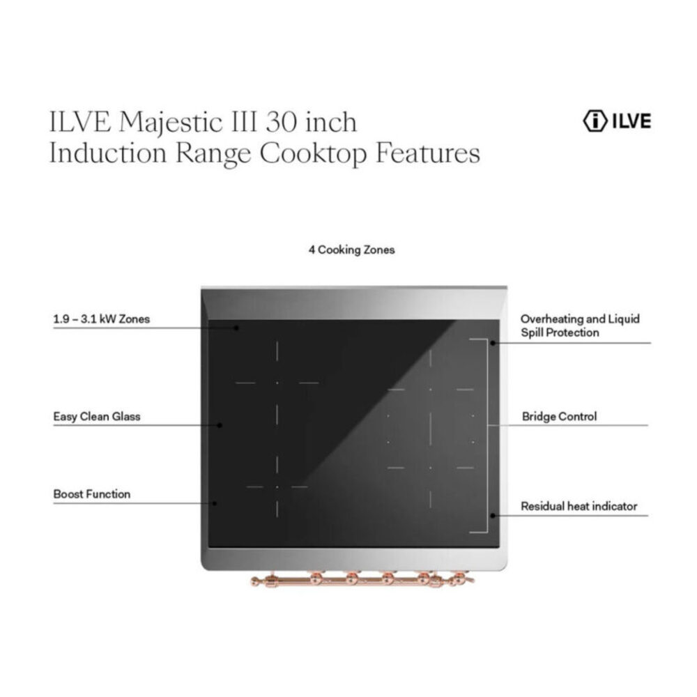 ILVE UMIB30N Majestic III 30 inch Induction Range with 4 Elements, 4 cu. ft. Oven Capacity