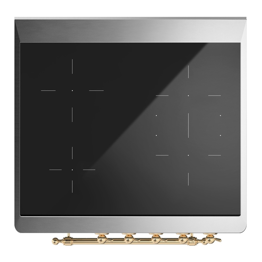 ILVE UMIB30NR3RAG Majestic III 30 inch Induction Range with 4 Elements, 4 cu. ft. Oven Capacity (Triple Glass Door, RAL, Brass) 6 UMIB30NR3RAG-Cooktop