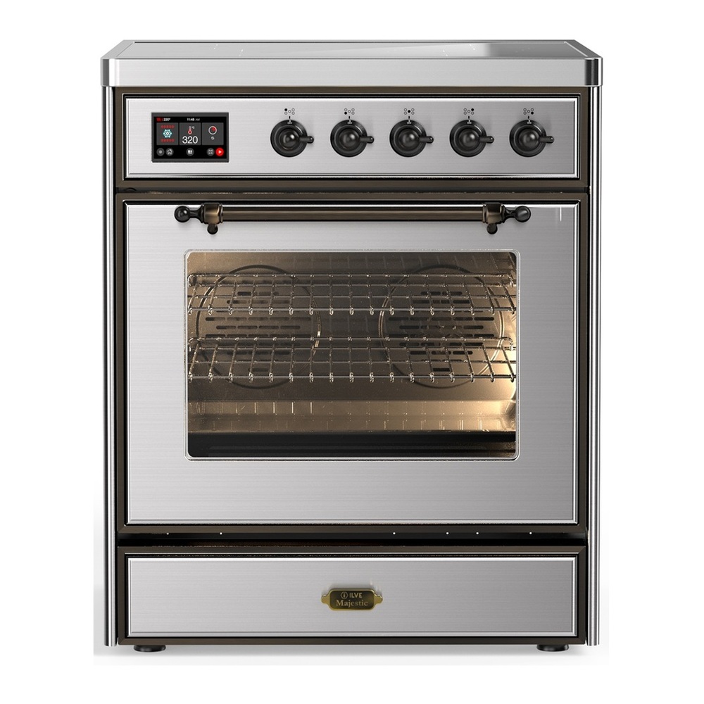 ILVE UMIB30NR3SSB Majestic III 30 inch Induction Range with 4 Elements, 4 cu. ft. Oven Capacity (Triple Glass Door, Stainless Steel, Burnished) 1 UMIB30NR3SSB