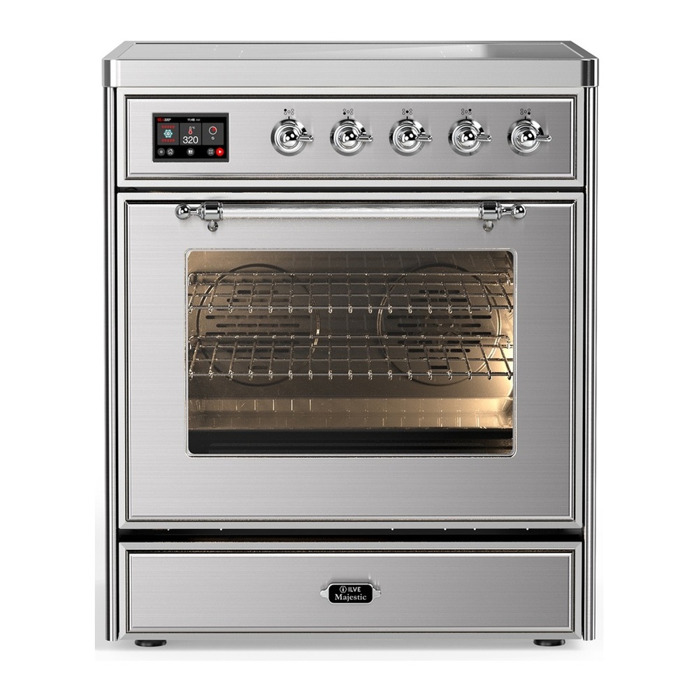 ILVE UMIB30NR3SSC Majestic III 30 inch Induction Range with 4 Elements, 4 cu. ft. Oven Capacity (Triple Glass Door, Stainless Steel, Chrome) 1 UMIB30NR3SSC