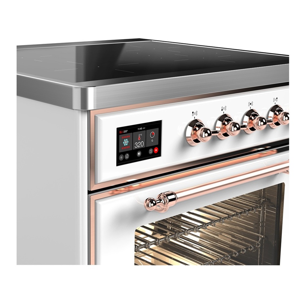 ILVE UMIB30NR3WHP Majestic III 30 inch Induction Range with 4 Elements, 4 cu. ft. Oven Capacity (Triple Glass Door, White, Copper) 2 UMIB30NR3WHP-Cooper