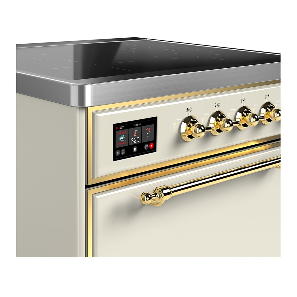 ILVE UMIB30QNR3AWG Majestic III 30 inch Induction Range with 4 Elements, 4 cu. ft. Oven Capacity (Solid Door, Antique White, Brass) 2 UMIB30QNR3AWG-Brass