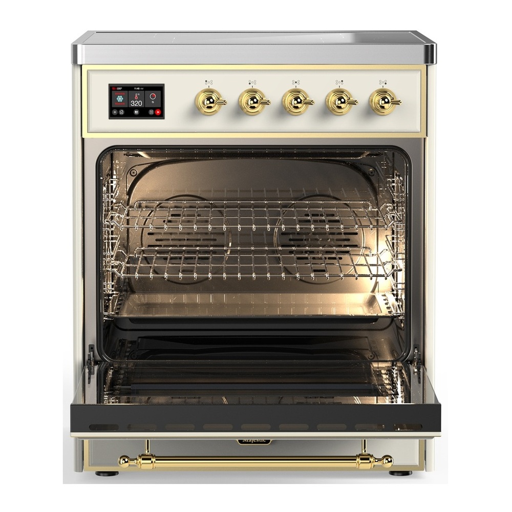 ILVE UMIB30QNR3AWG Majestic III 30 inch Induction Range with 4 Elements, 4 cu. ft. Oven Capacity (Solid Door, Antique White, Brass) 3 UMIB30QNR3AWG-Oven-Interior
