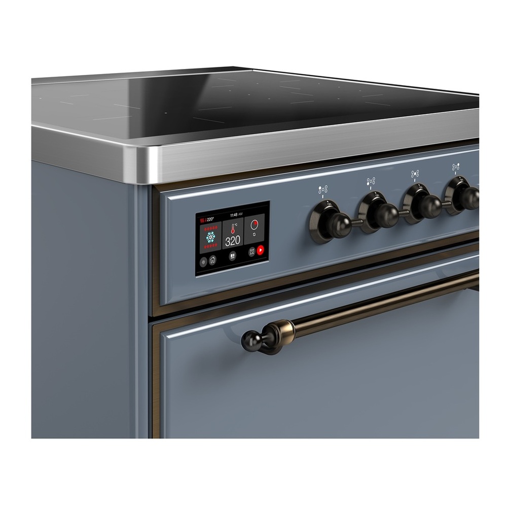 ILVE UMIB30QNR3BGB Majestic III 30 inch Induction Range with 4 Elements, 4 cu. ft. Oven Capacity (Solid Door, Blue Grey, Burnished) 2 UMIB30QNR3BGB-Burnished