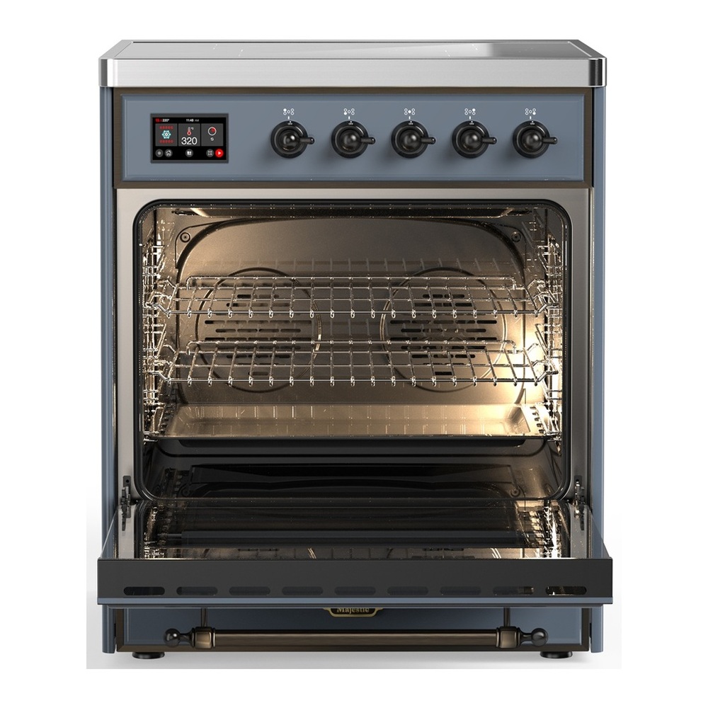 ILVE UMIB30QNR3BGB Majestic III 30 inch Induction Range with 4 Elements, 4 cu. ft. Oven Capacity (Solid Door, Blue Grey, Burnished) 3 UMIB30QNR3BGB-Oven-Interior